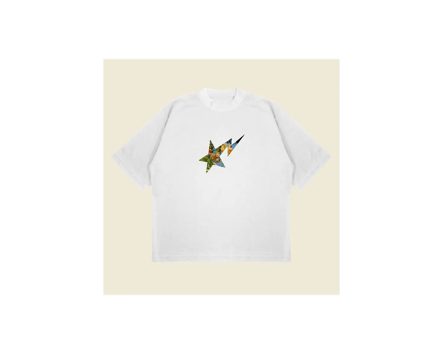 Bathing Ape Mandarin Baskılı Oversize Unisex Pamuklu Nefes Alan Kalın Kumaşlı