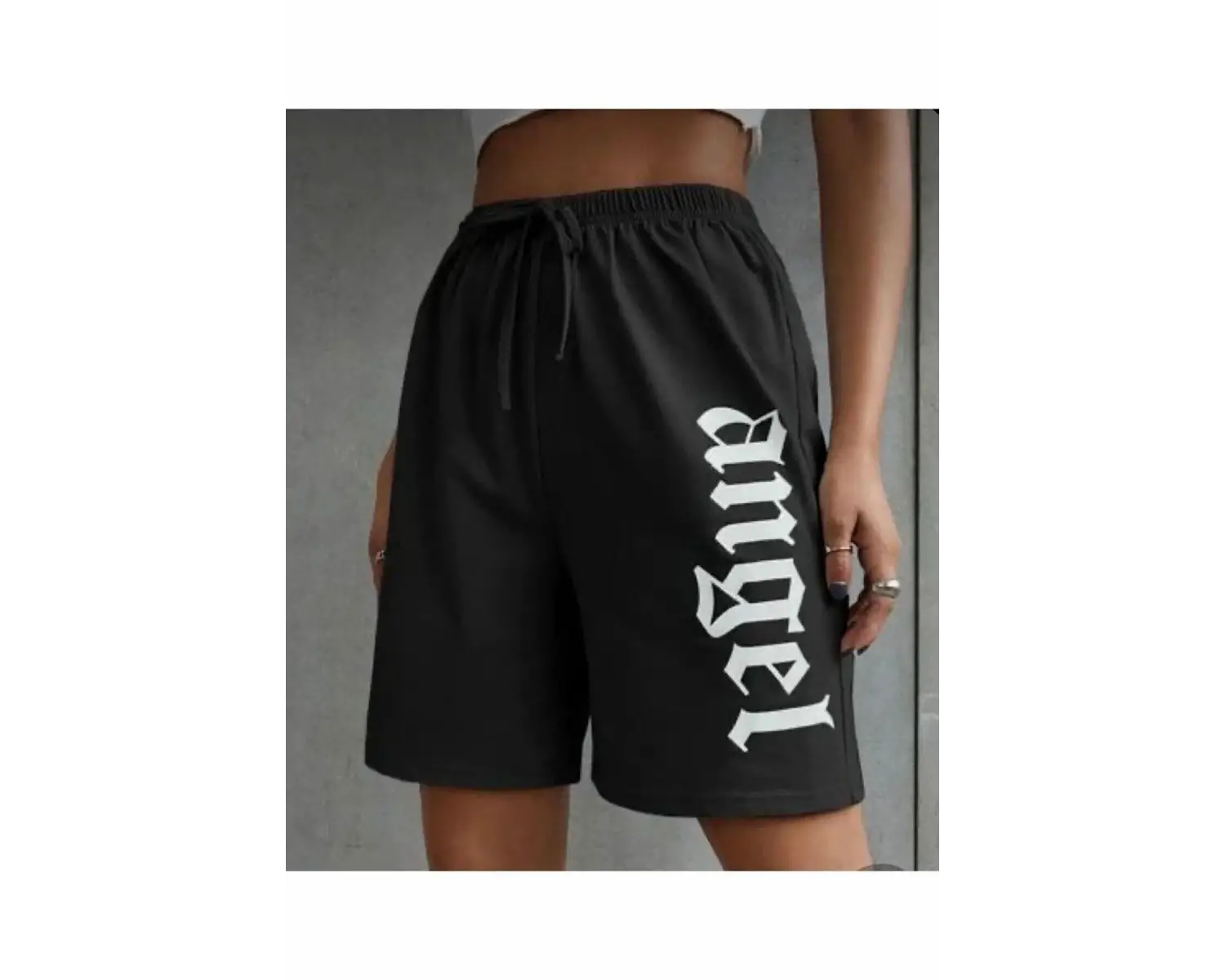 Bay Baskılı Kısa Kadın Şort Siyah Şort