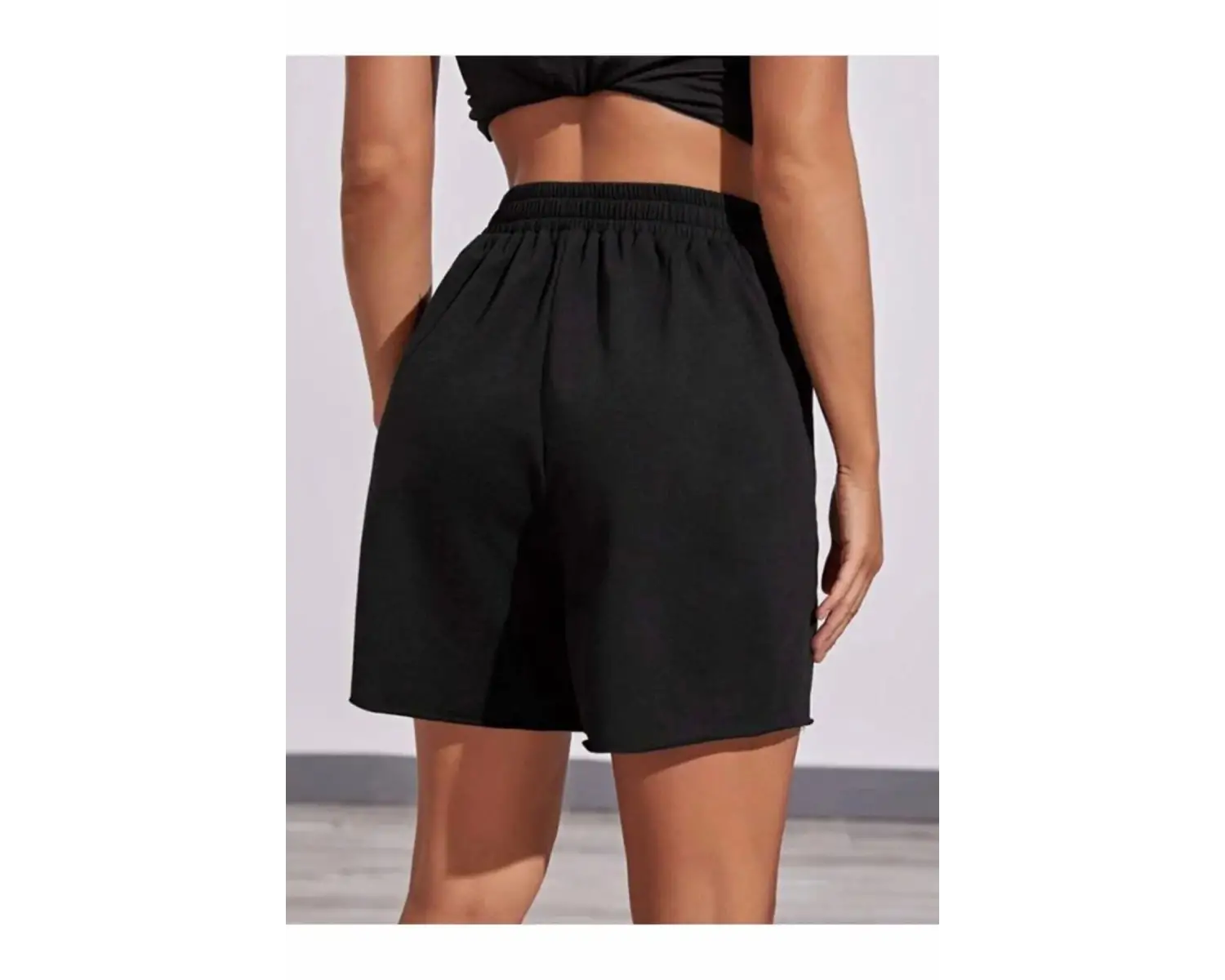 Bay Baskılı Kısa Kadın Şort Siyah Şort