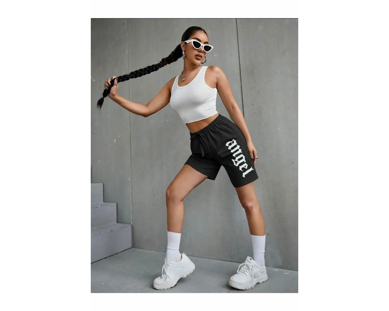 Bay Baskılı Kısa Kadın Şort Siyah Şort