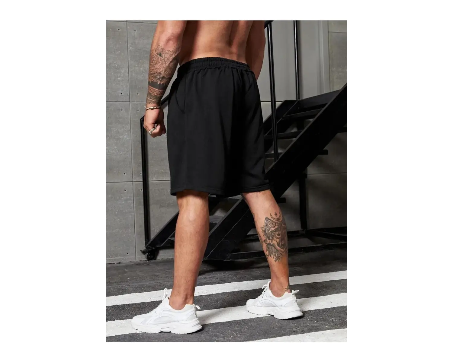 Bay Brooklyn Penye Şort - Siyah Baskılı