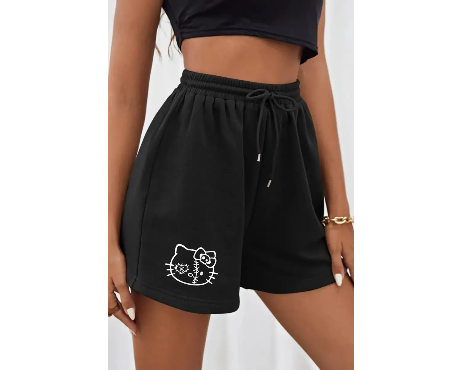 Bay Hello Kitty Baskılı Siyah Kadın Regular fit