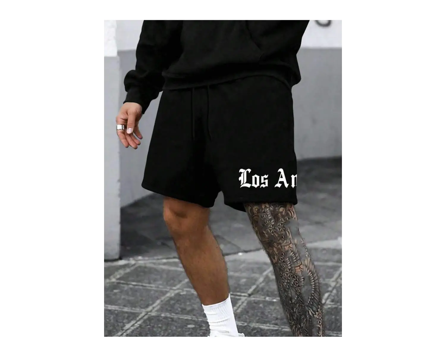 Bay Los Angeles Baskılı Cepli Penye