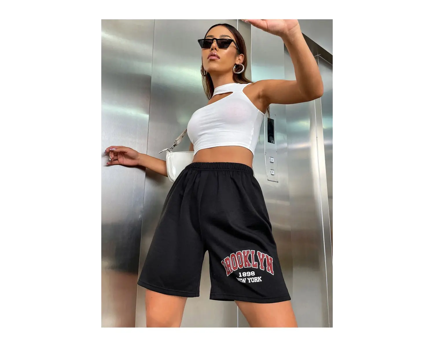 Bay Sweetline Brooklyn 1898 Penye Şort - Siyah Baskılı Kısa