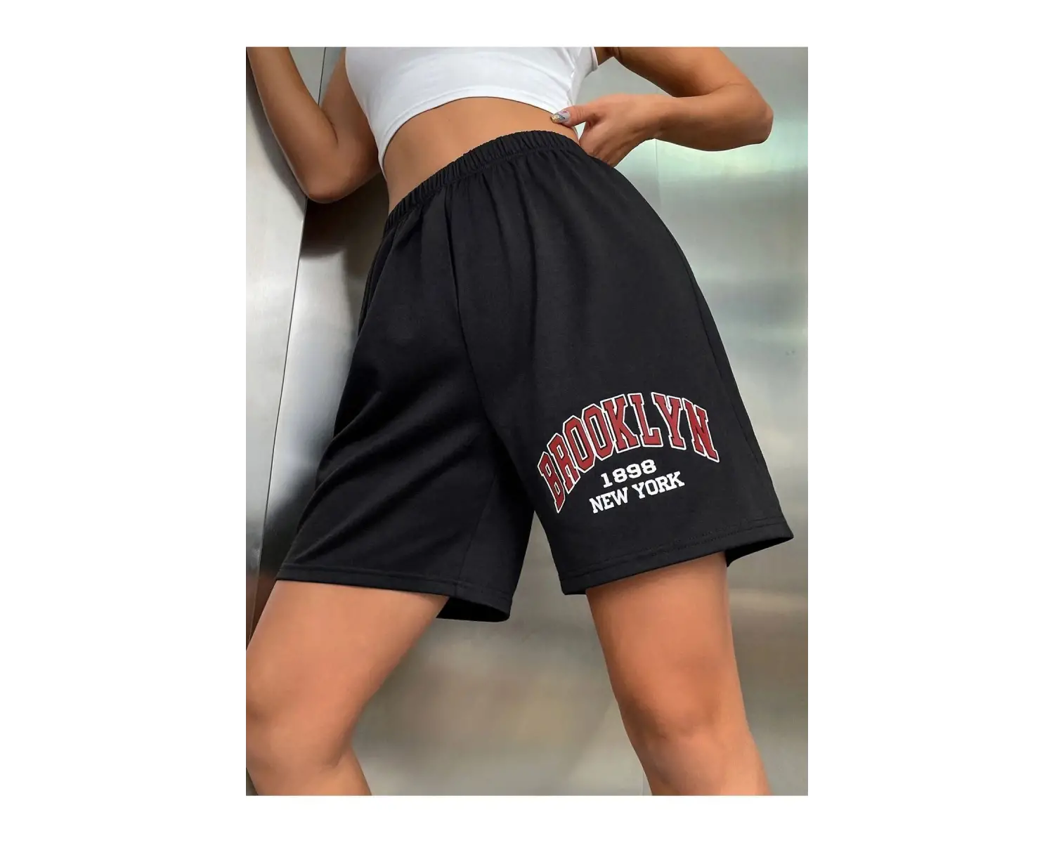 Bay Sweetline Brooklyn 1898 Penye Şort - Siyah Baskılı Kısa
