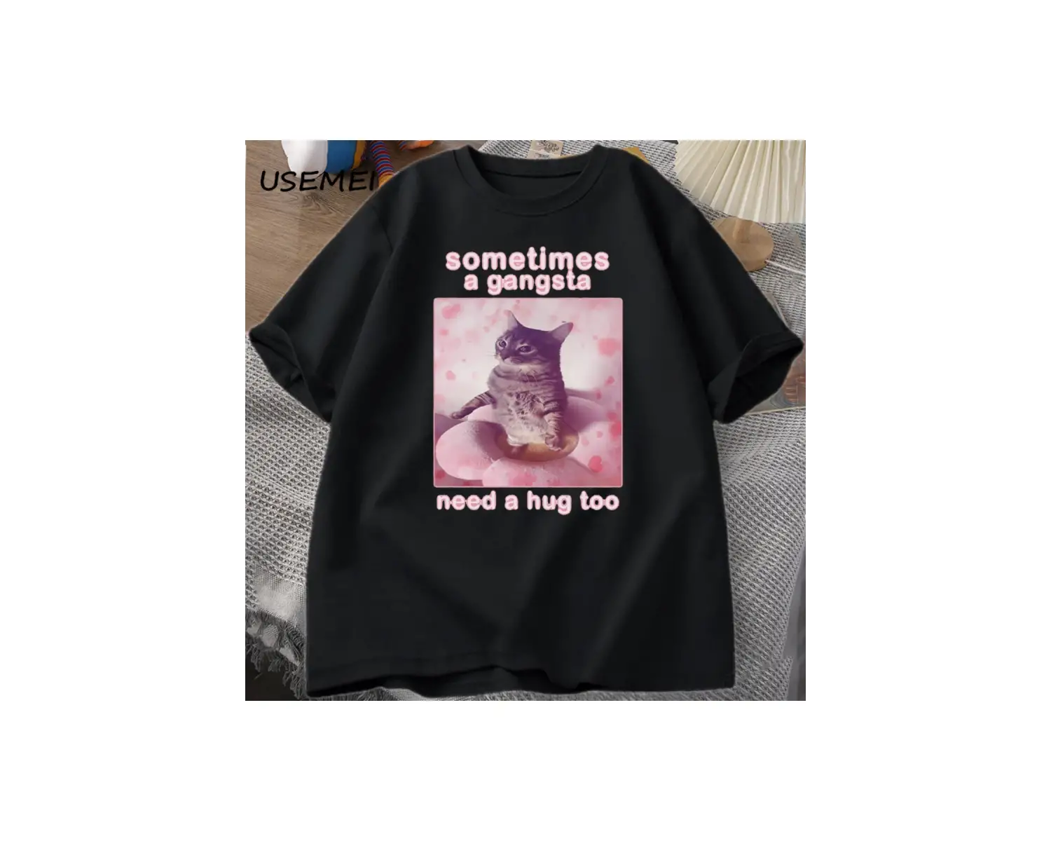Bazen Bir Gangsta Bir Kucaklama İhtiyacı Var Komik Kedi Meme T-shirt Erkek Kadın Goofy Ahh T 2801