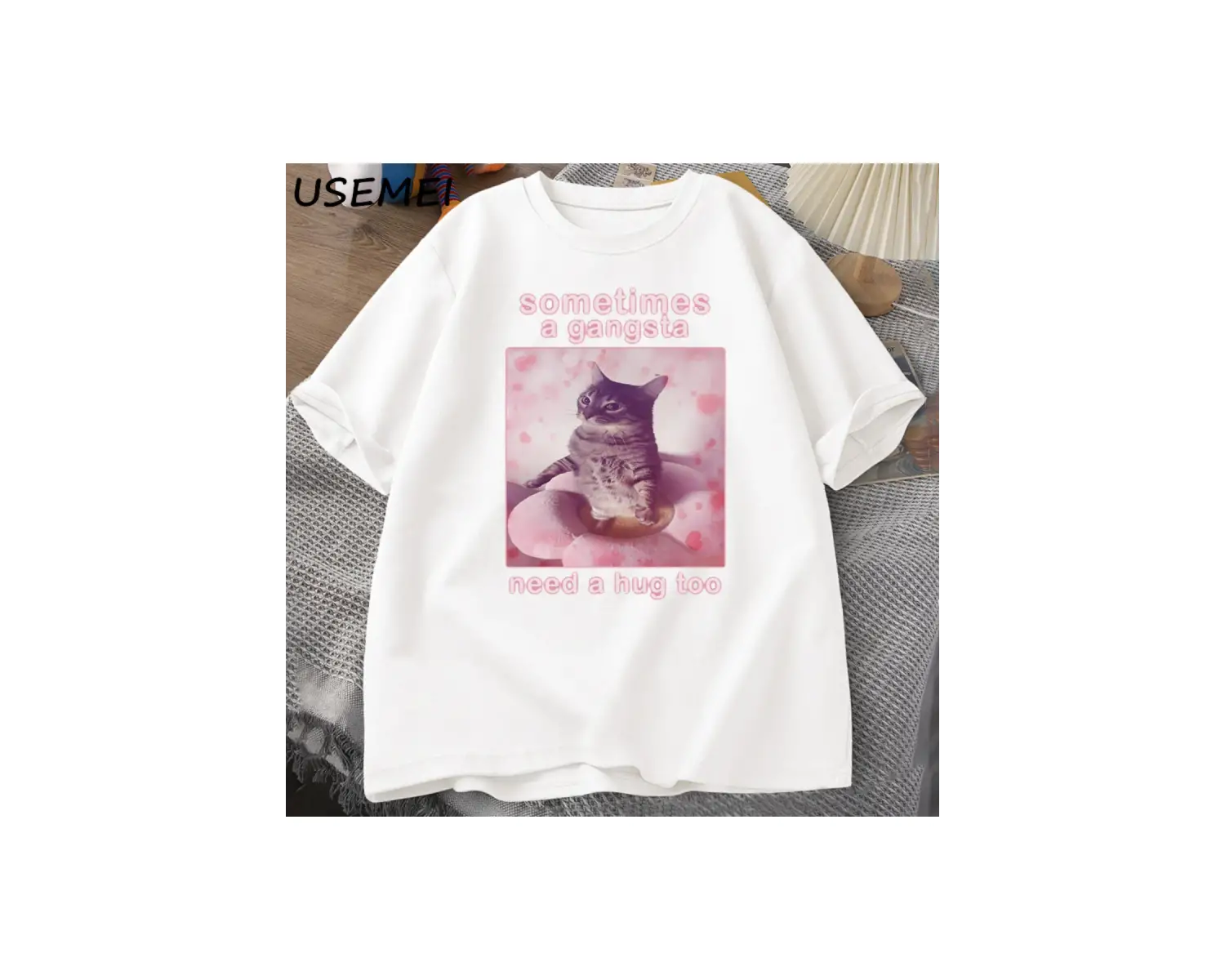 Bazen Bir Gangsta Bir Kucaklama İhtiyacı Var Komik Kedi Meme T-shirt Erkek Kadın Goofy Ahh T 2801