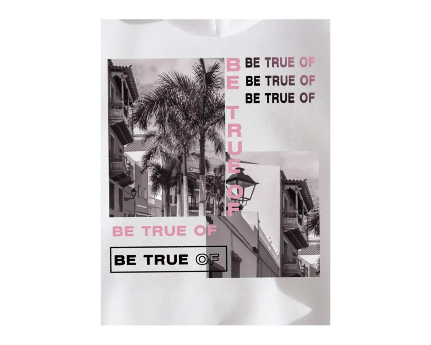 BE TRUE Renkli Oversize Kapüşonlu Sweatshirt Beyaz