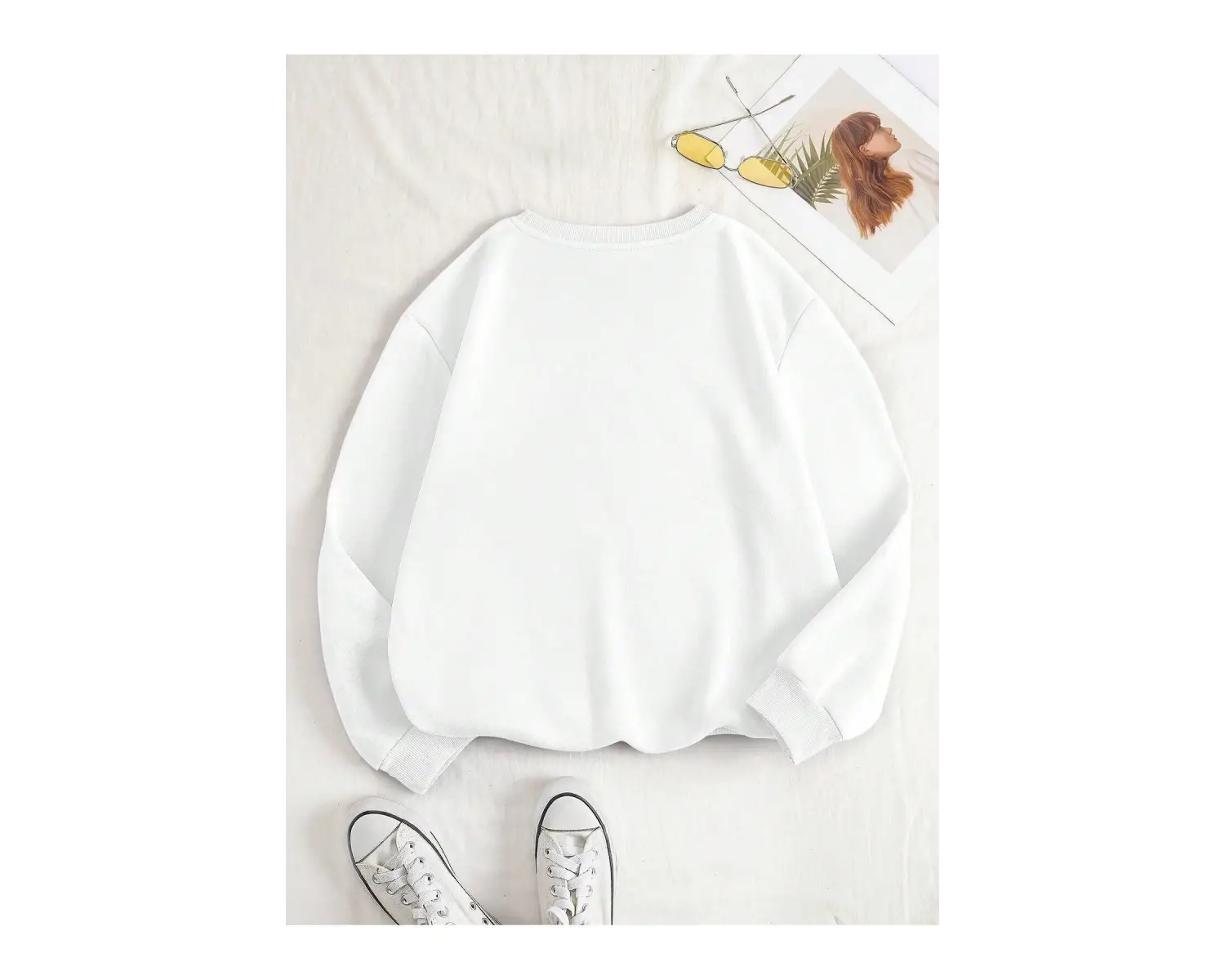 Bear & Letter Graphic Lined Sweatshirt Beyaz