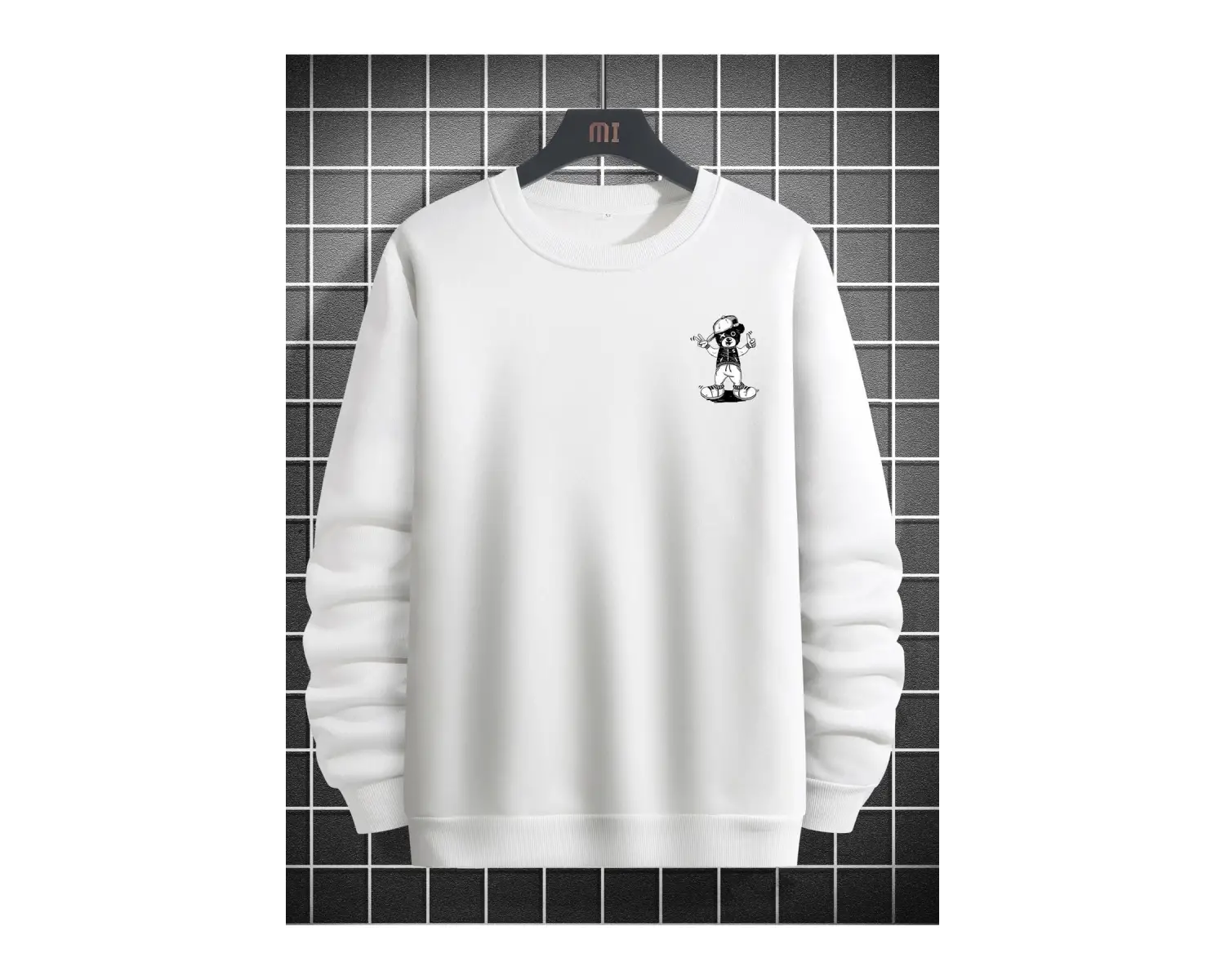 BEAR Oversize Bisiklet Yaka Pamuklu Sweatshirt Beyaz