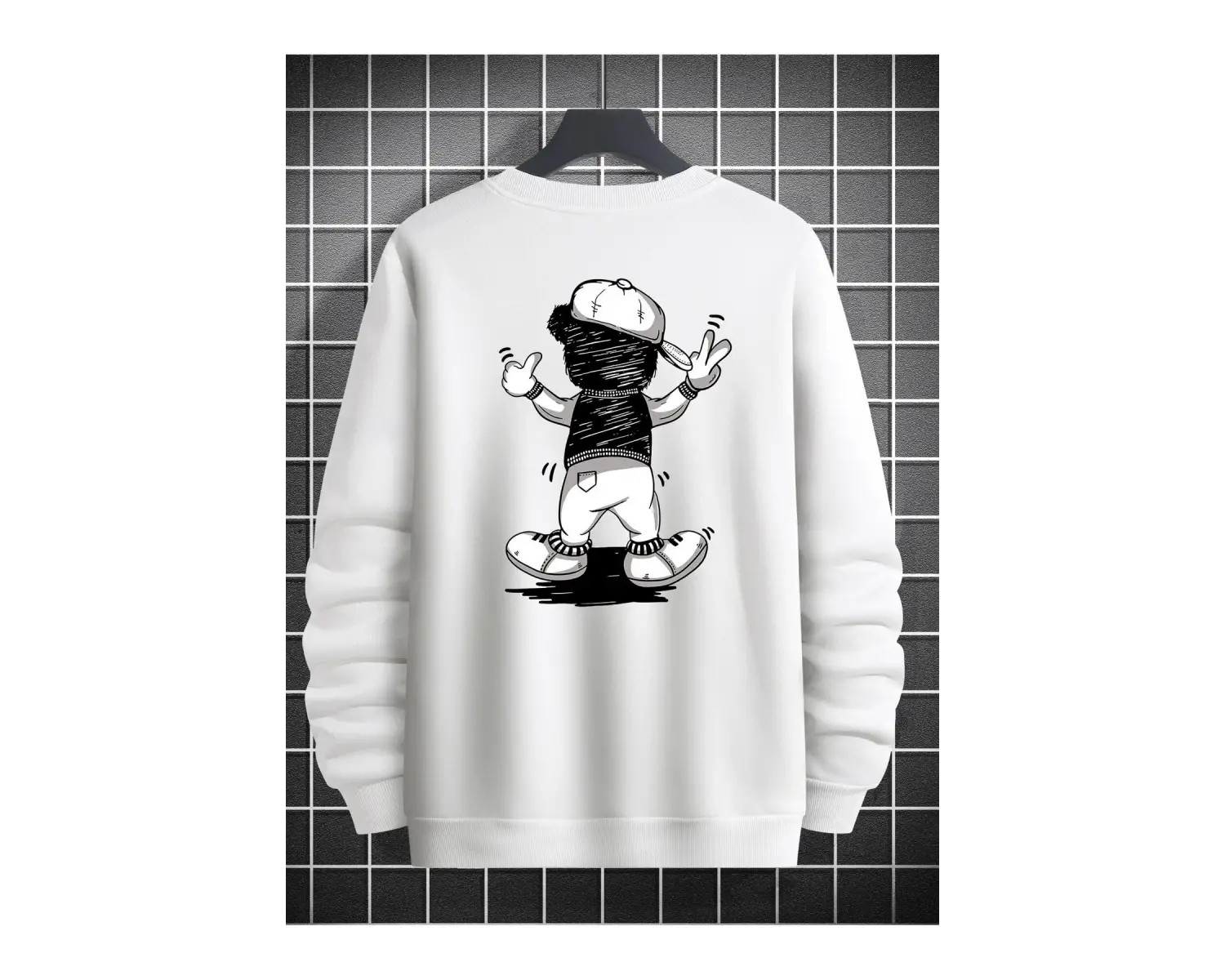 BEAR Oversize Bisiklet Yaka Pamuklu Sweatshirt Beyaz