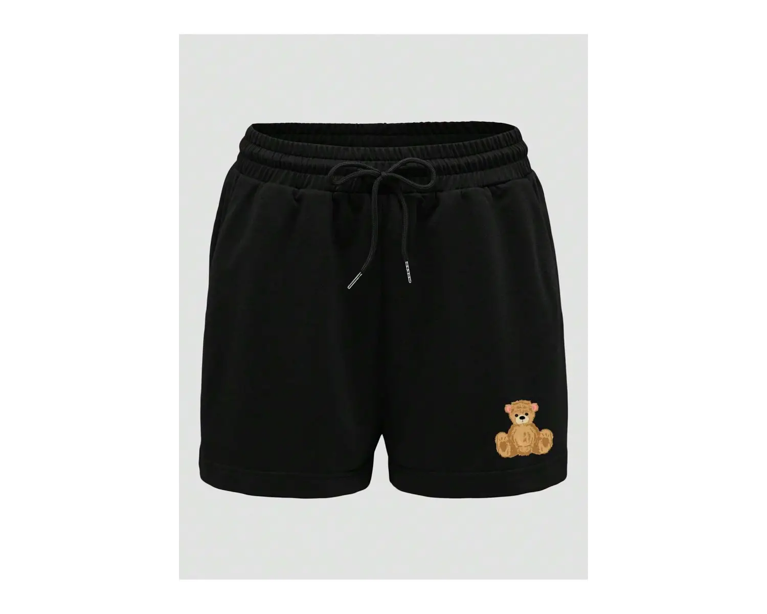 Bear Print Drawstring Waist Şort