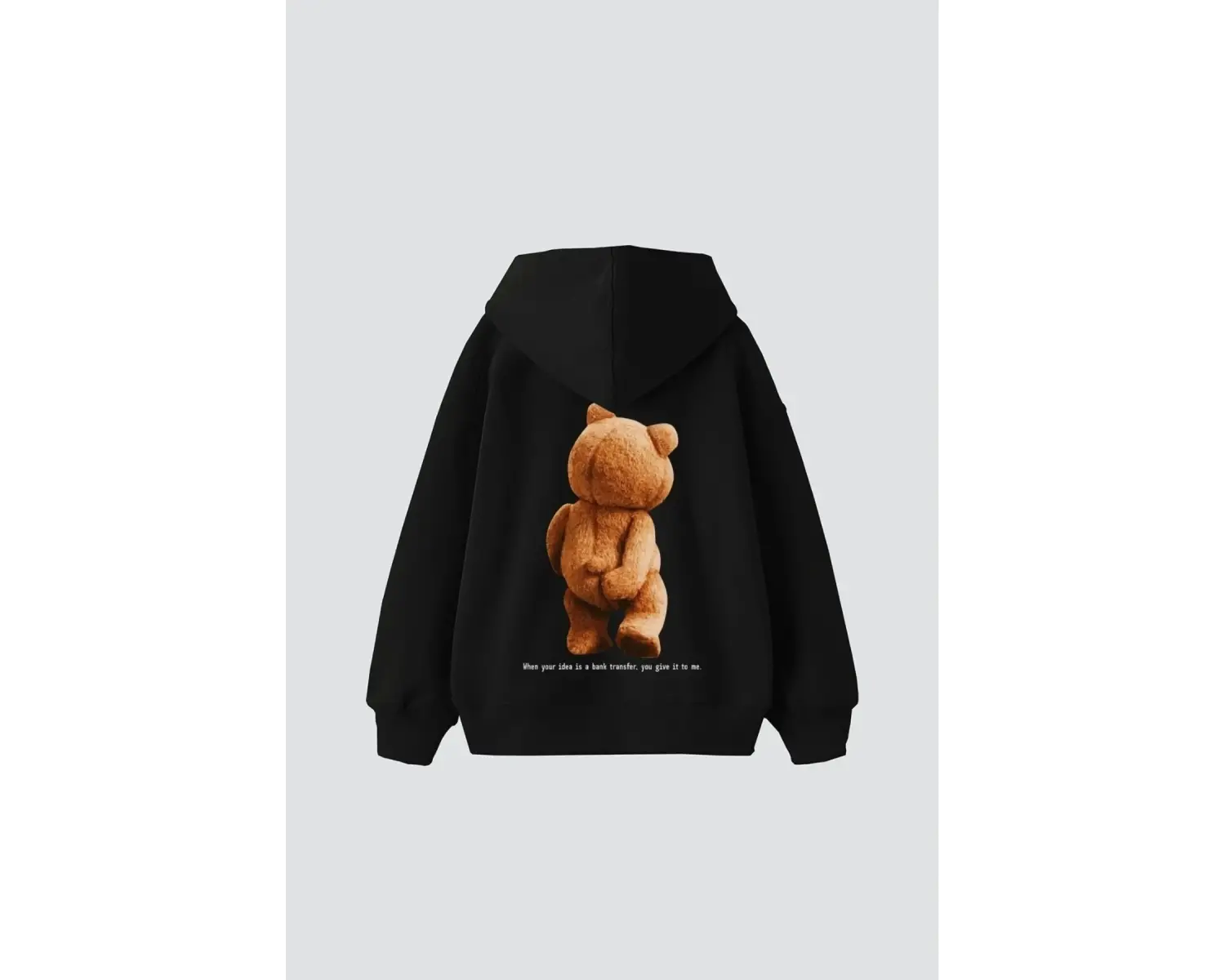 Bear Sırt Baskılı Oversize Unisex Beyaz