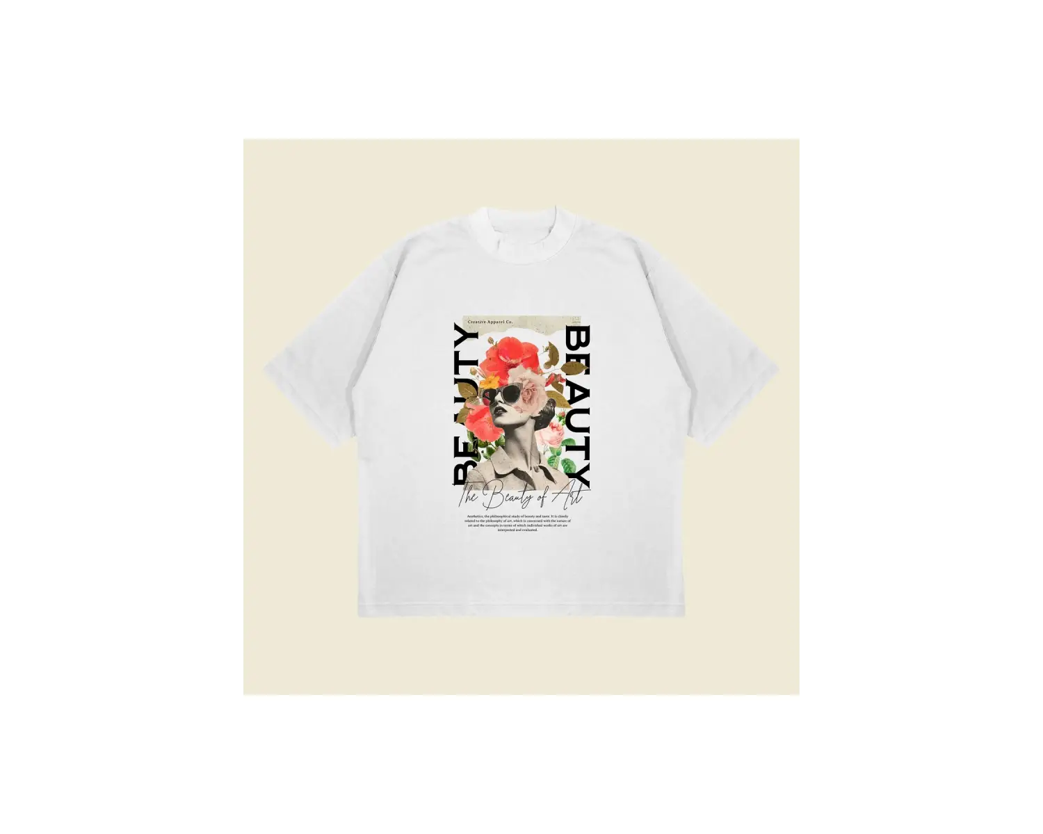 Beauty Baskılı Oversize Unisex Pamuklu Nefes Alan Kalın Kumaşlı