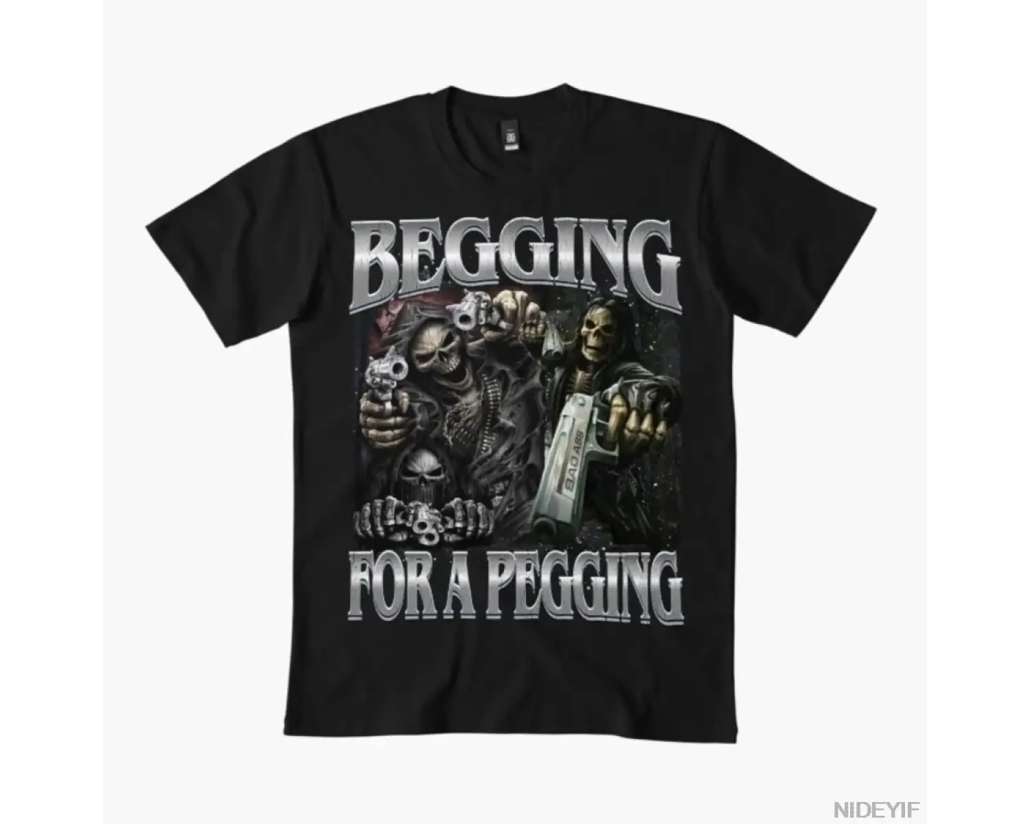 Begging for a Pegging Meme T-shirt Erkekler Kadınlar için %100 Pamuklu Tişörtler İskelet Kısa