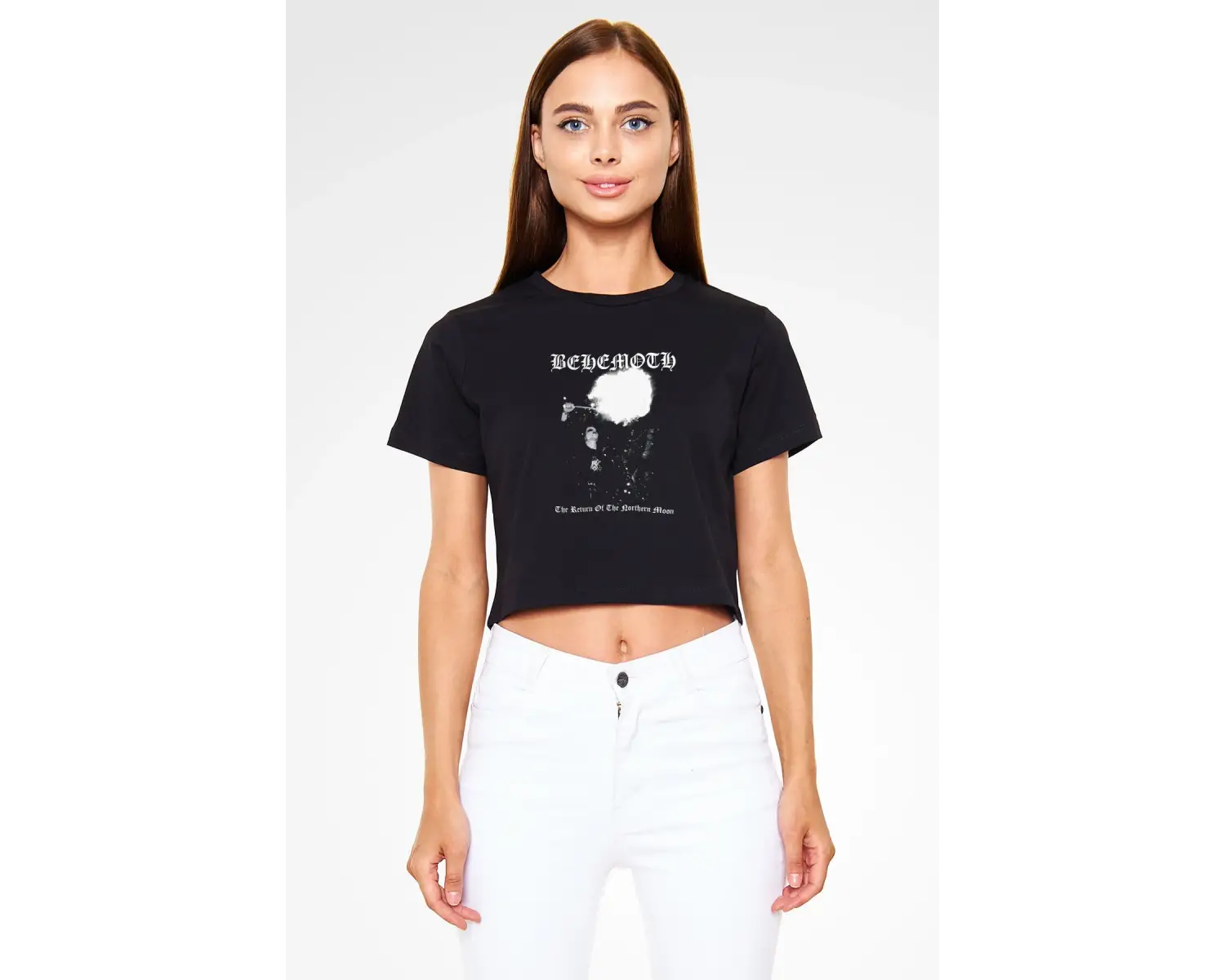 Behemoth Siyah Crop Top Tişört