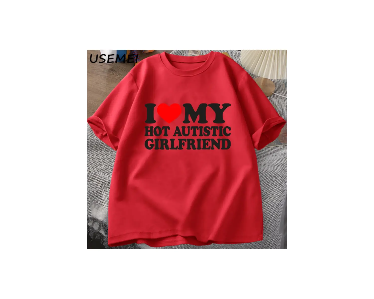 Ben benim sıcak otistik kız arkadaşı T-Shirt komik sevimli çift T Shirt erkek rahat kıs 2988