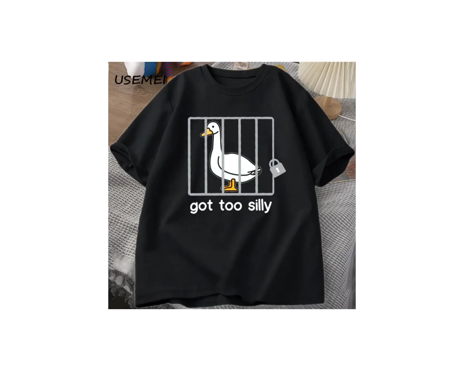 Ben bıçaklamak için istikrar yeteneği var T-Shirt erkek kadın moda ördek Meme grafik T-Shirt 2807