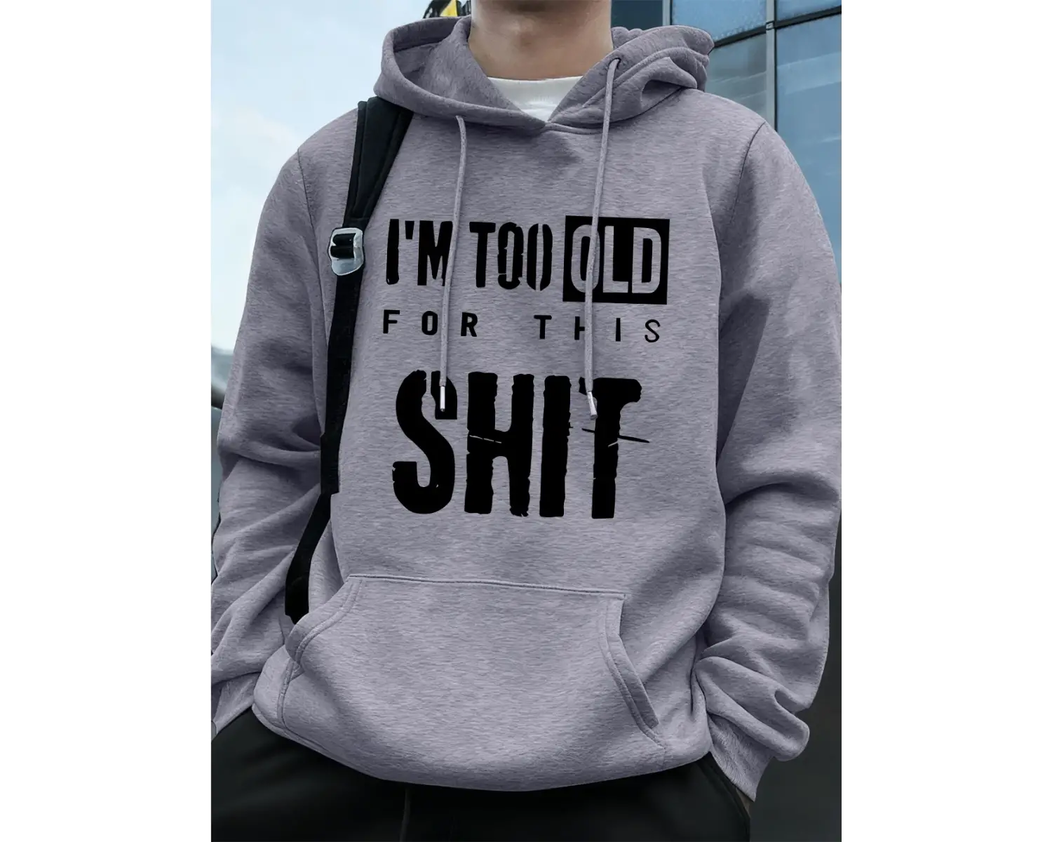 Ben çok yaşlıyım mektup baskı erkek kapüşonlu üstleri sonbahar büyük boy kazak Hip Hop cep po
