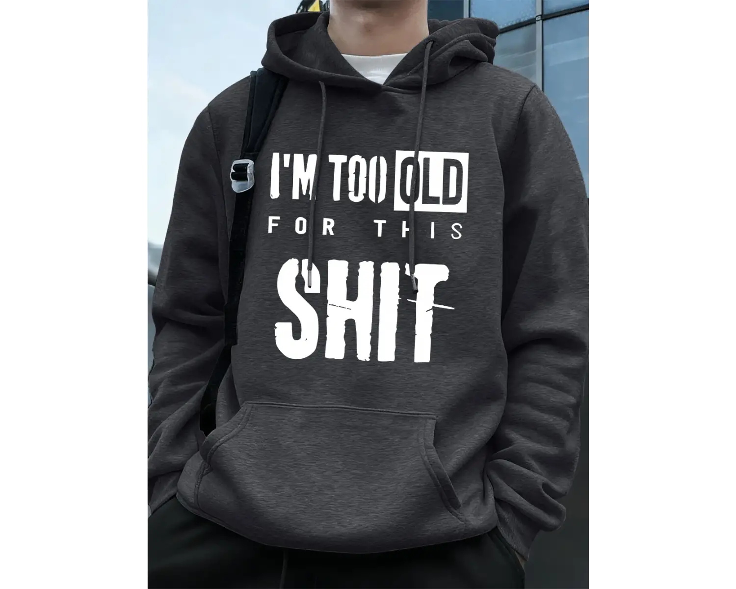 Ben çok yaşlıyım mektup baskı erkek kapüşonlu üstleri sonbahar büyük boy kazak Hip Hop cep po