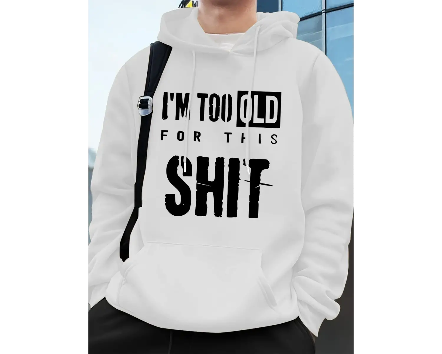 Ben çok yaşlıyım mektup baskı erkek kapüşonlu üstleri sonbahar büyük boy kazak Hip Hop cep po