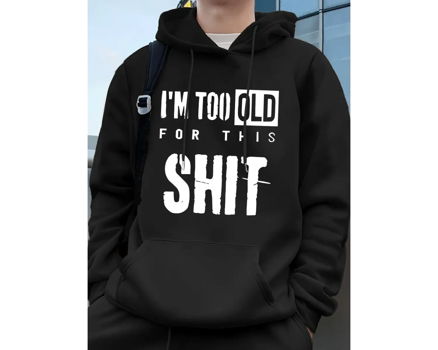 Ben çok yaşlıyım mektup baskı erkek kapüşonlu üstleri sonbahar büyük boy kazak Hip Hop cep po