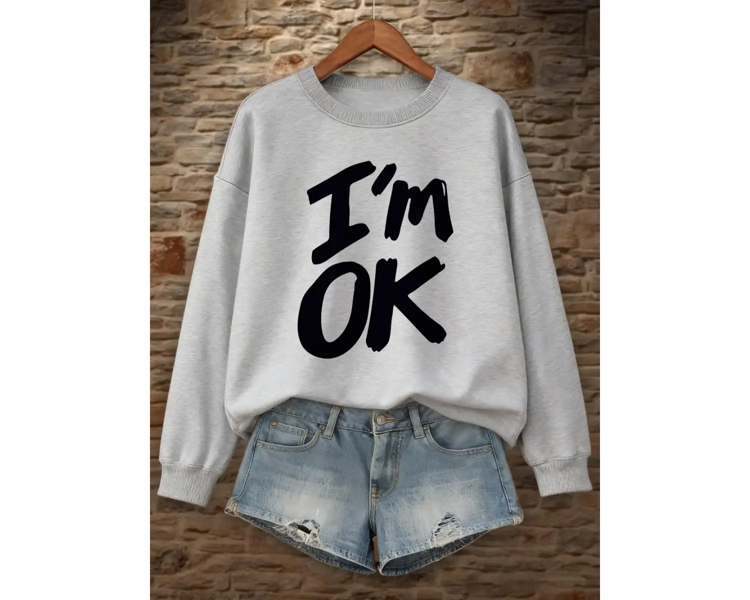 Ben iyiyim mektup baskılı tişörtü bayan sonbahar kış rahat kapşonlu polar sıcak bisiklet yaka