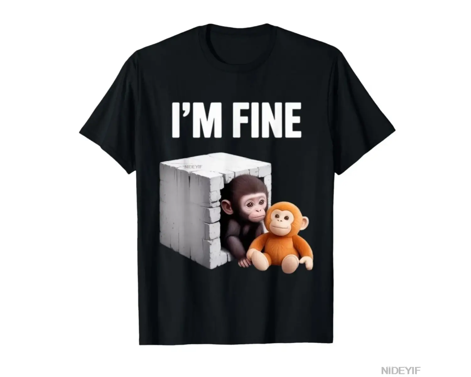 Ben iyiyim sevimli bebek maymun anksiyete Meme mizah tişört erkekler kadınlar için % 100% pam