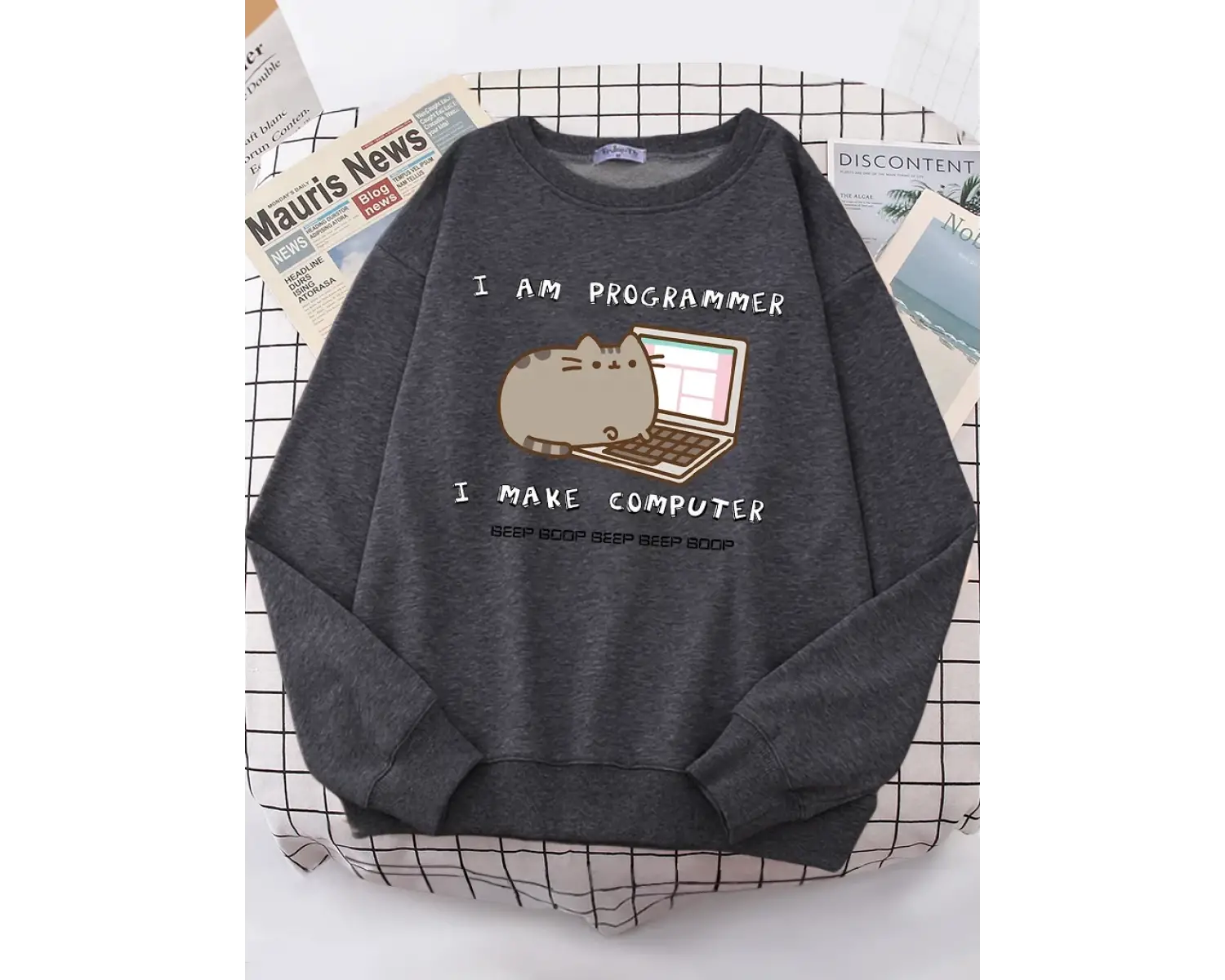 Ben Programcı Bilgisayarı Yapıyorum Komik Kedi Kadın Hoody Kore Moda Kazak Sokak Rahat Giysil