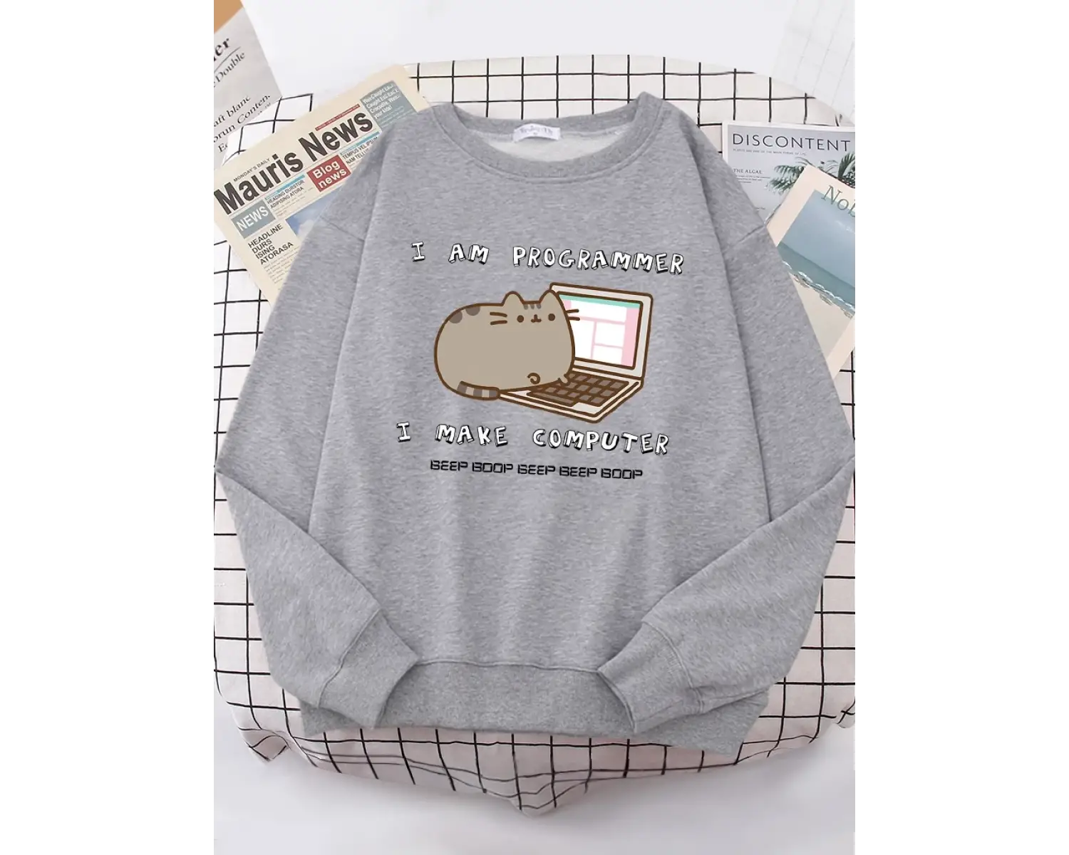 Ben Programcı Bilgisayarı Yapıyorum Komik Kedi Kadın Hoody Kore Moda Kazak Sokak Rahat Giysil