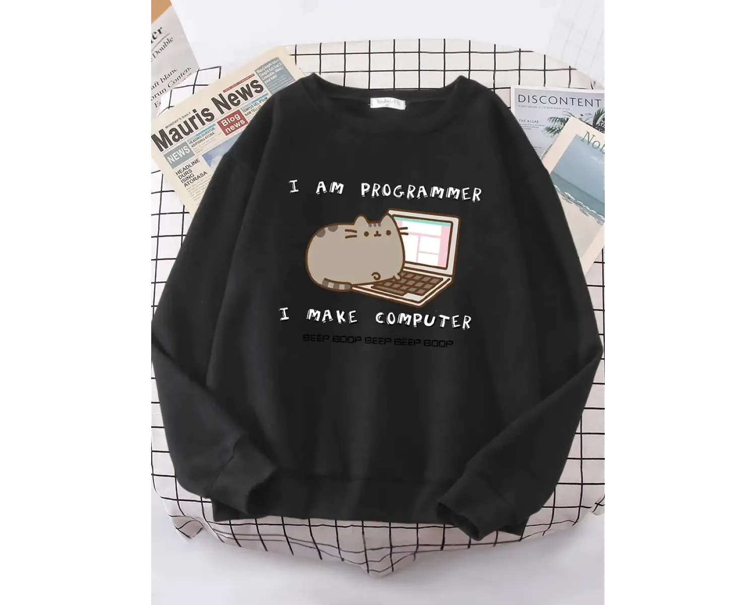 Ben Programcı Bilgisayarı Yapıyorum Komik Kedi Kadın Hoody Kore Moda Kazak Sokak Rahat Giysil