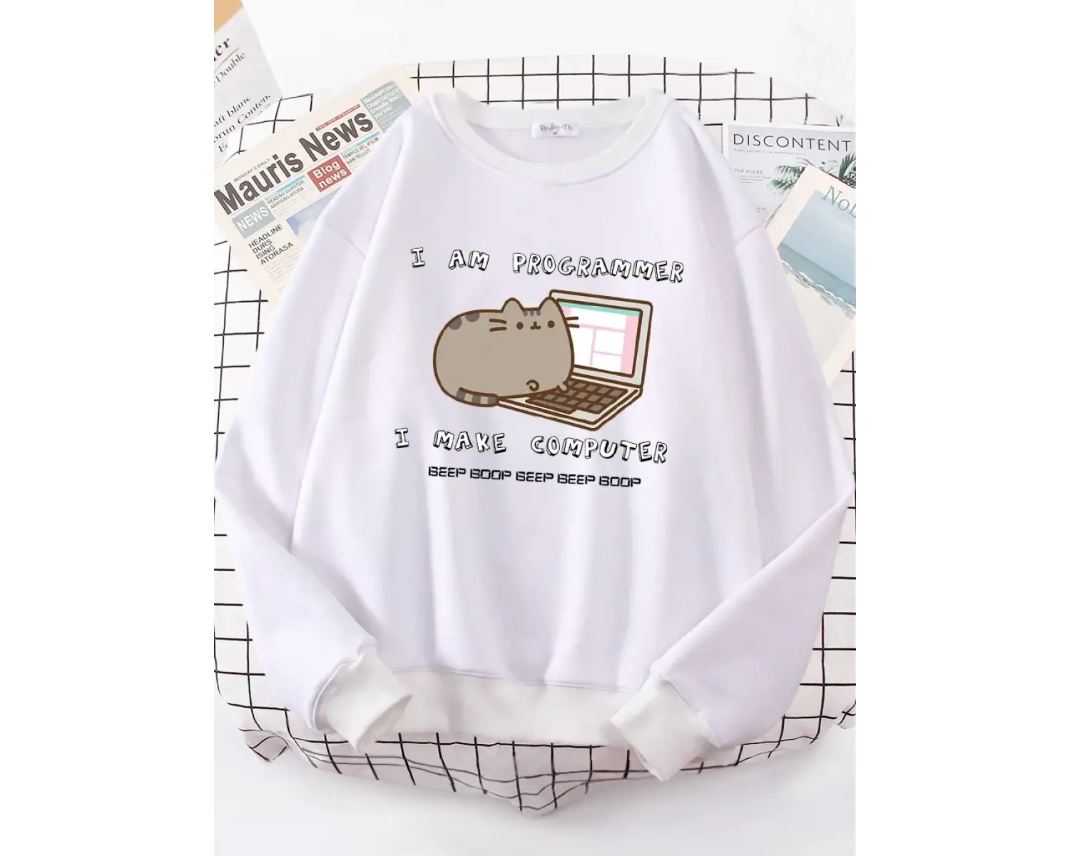 Ben Programcı Bilgisayarı Yapıyorum Komik Kedi Kadın Hoody Kore Moda Kazak Sokak Rahat Giysil