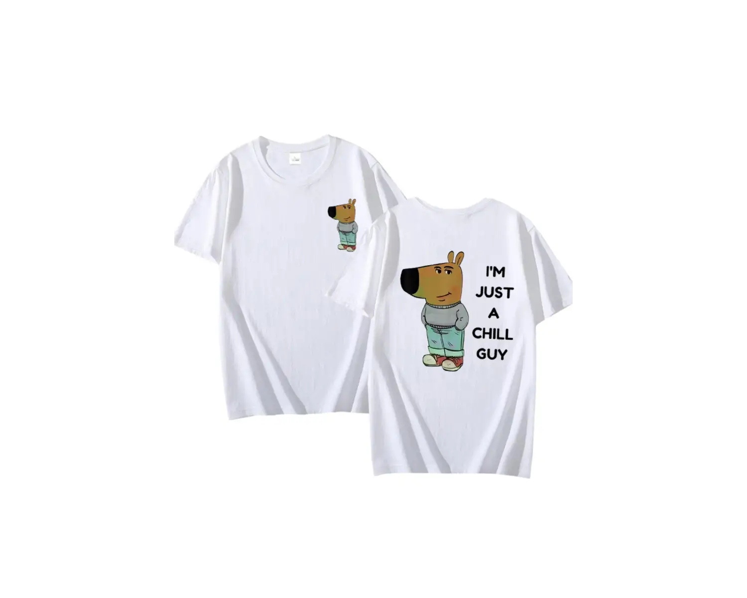 Ben sadece bir Chill Guy T Shirt rahat moda Harajuku grafik T Shirt kadın erkek pamuklu kısa 3090