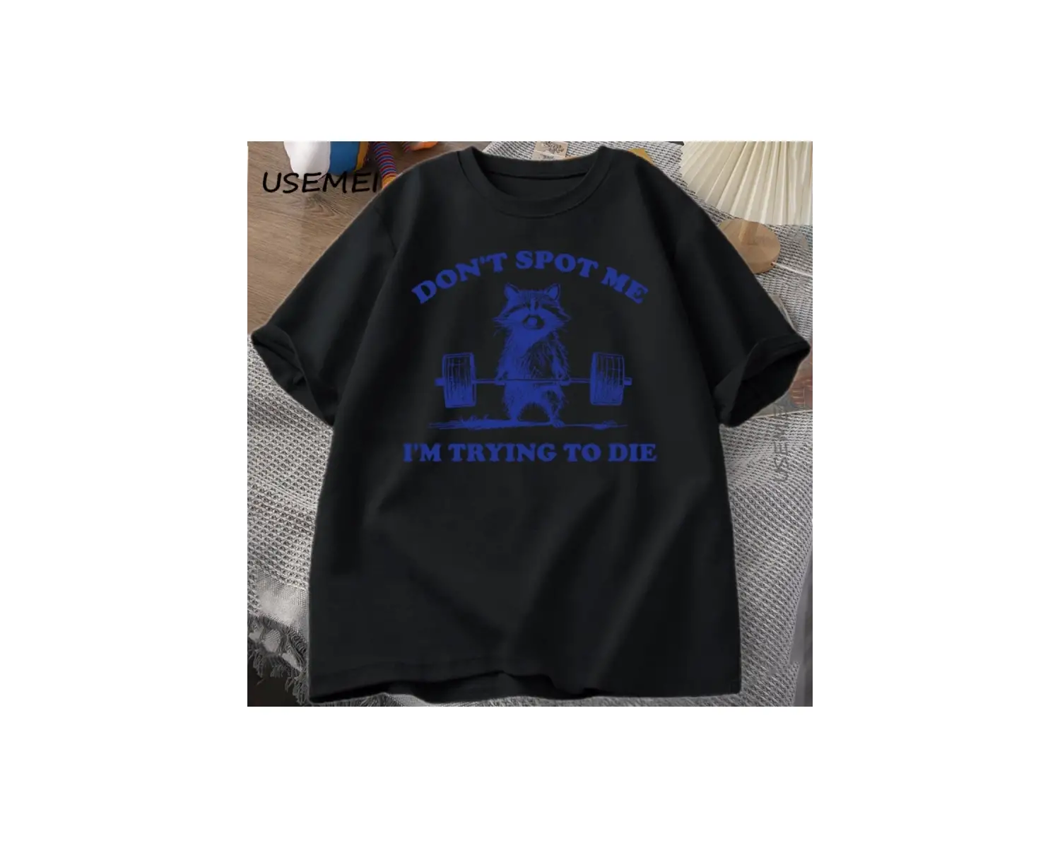 Beni Noktmayın Ben Ölmeye Çalışıyorum T Shirt Komik Rakun Halterci T-Shirt Rahat Kısa Kollu P 3081