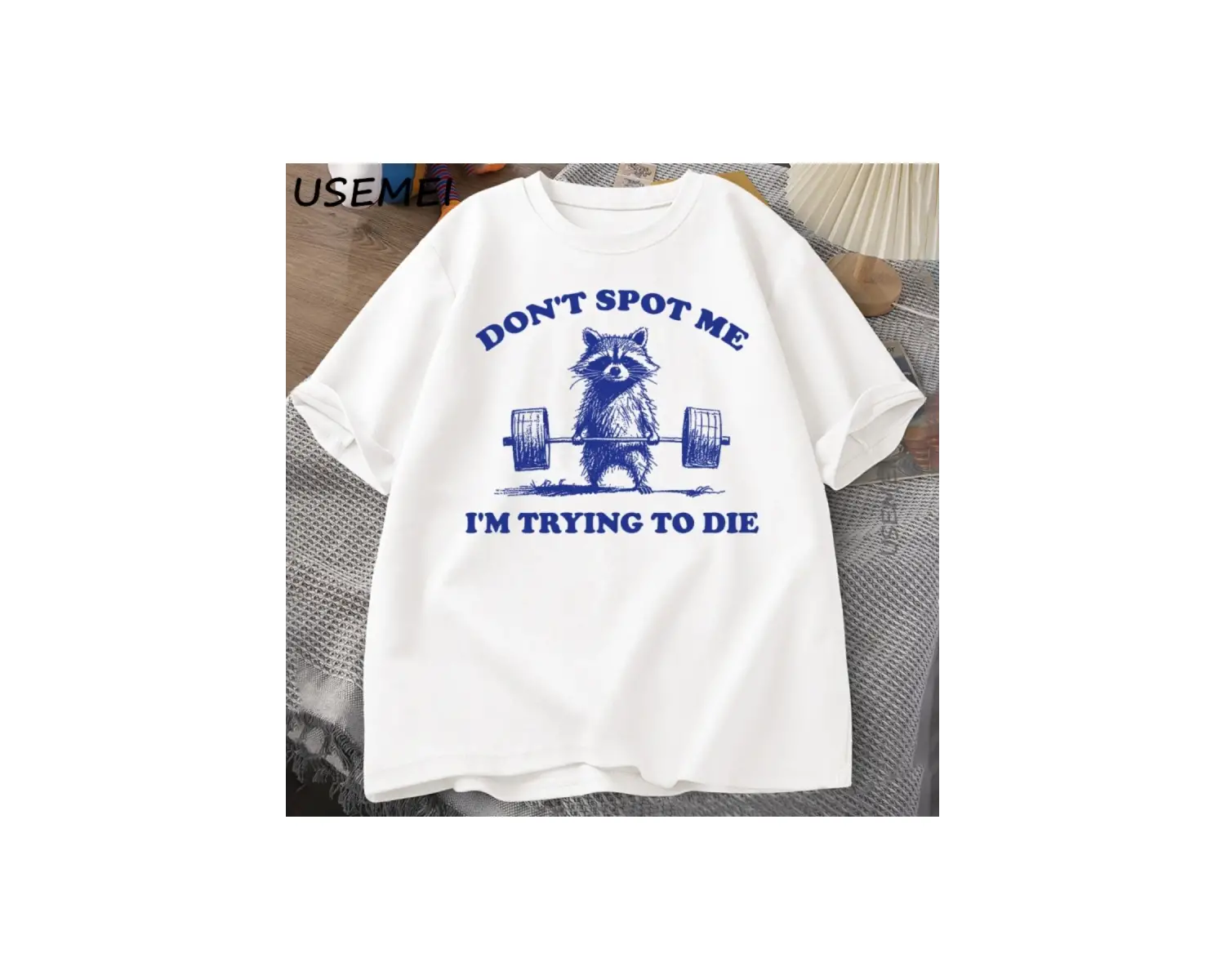 Beni Noktmayın Ben Ölmeye Çalışıyorum T Shirt Komik Rakun Halterci T-Shirt Rahat Kısa Kollu P 3081