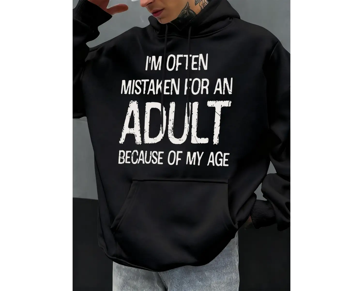 Beni Yaş Göre Tanımlamayın Komik Tasarım Erkekler İçin Kapüşonlu Üst Sonbahar Tüm Kombinlere