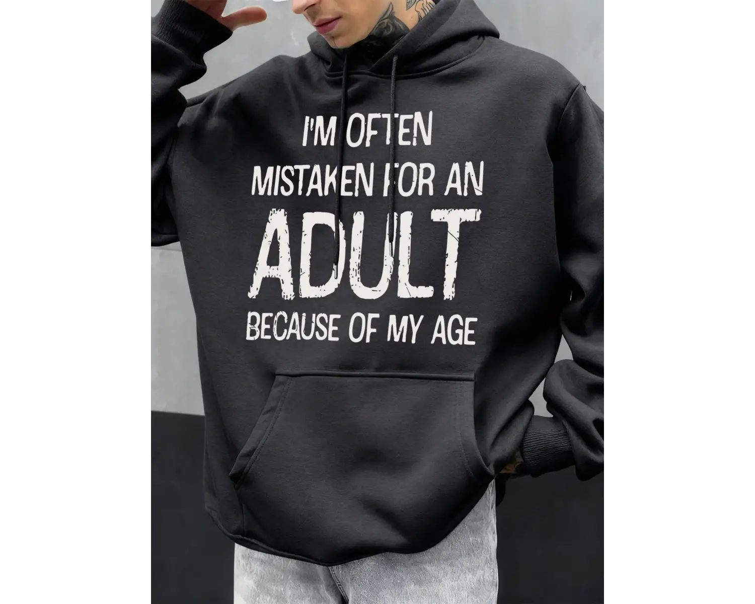 Beni Yaş Göre Tanımlamayın Komik Tasarım Erkekler İçin Kapüşonlu Üst Sonbahar Tüm Kombinlere