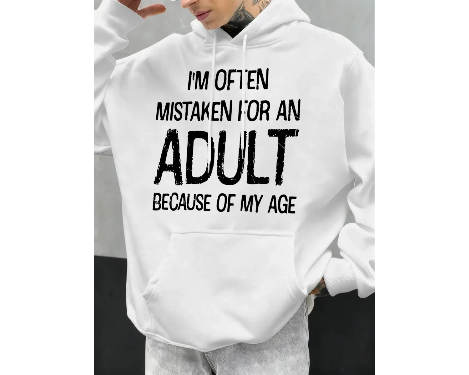 Beni Yaş Göre Tanımlamayın Komik Tasarım Erkekler İçin Kapüşonlu Üst Sonbahar Tüm Kombinlere