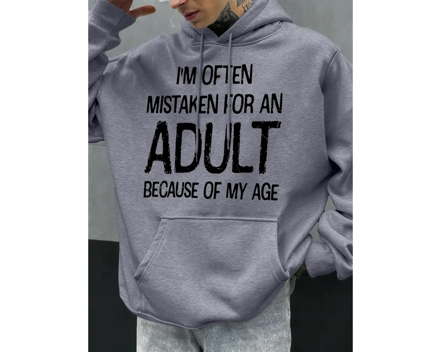 Beni Yaş Göre Tanımlamayın Komik Tasarım Erkekler İçin Kapüşonlu Üst Sonbahar Tüm Kombinlere