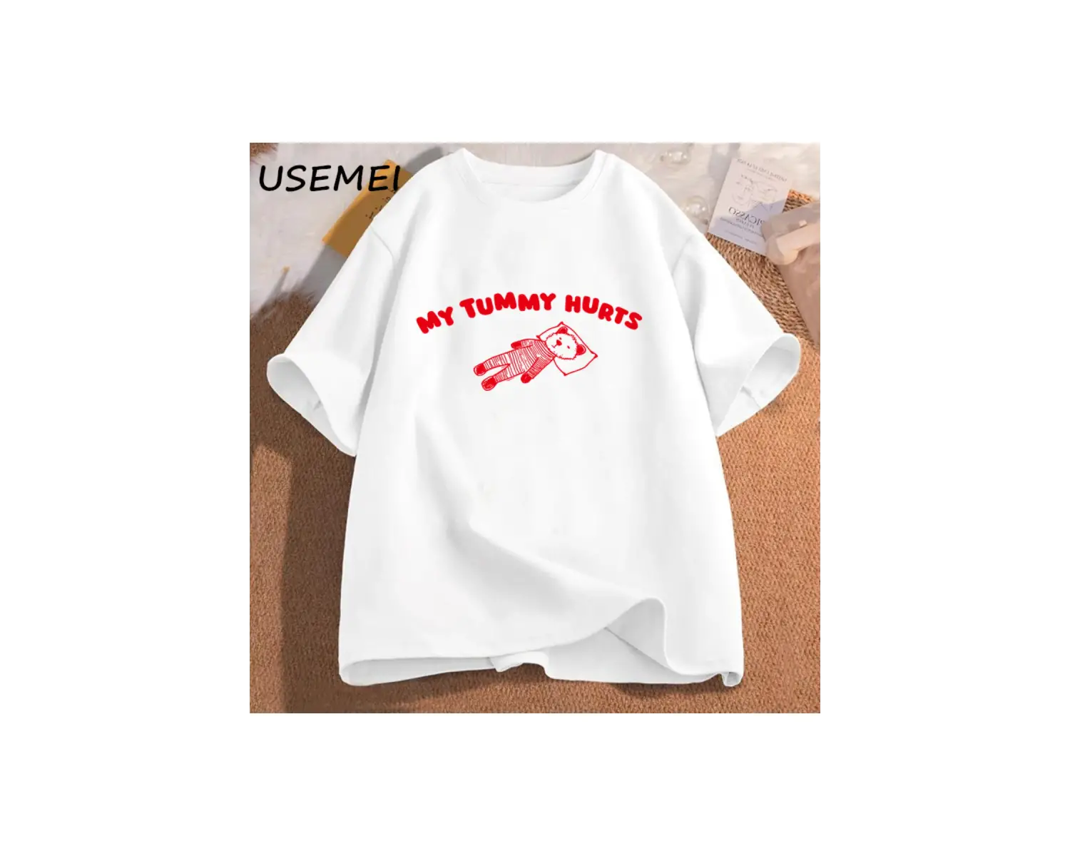 Benim karın acıyor ayı Meme grafik T Shirt pamuk kısa kollu t-shirt boy adam giysileri komik 2846