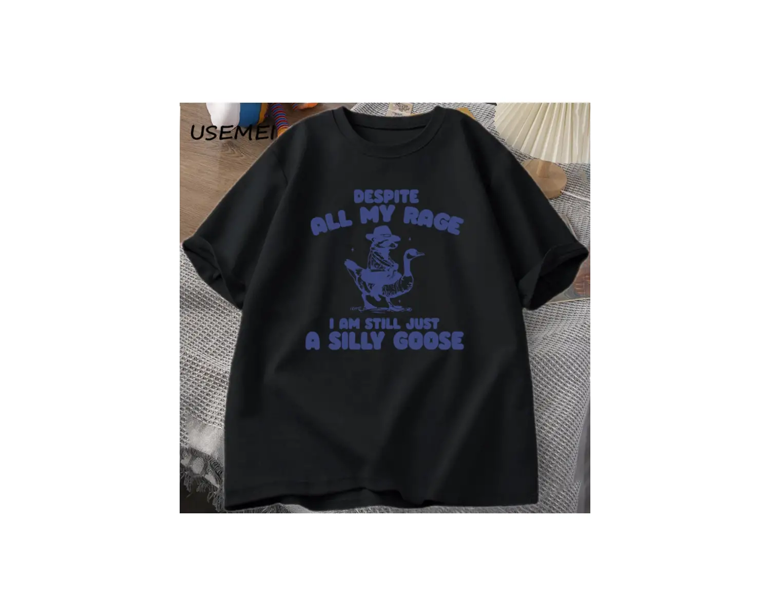 Benim Öfke Despite Ben Hala Aptal Kaz T-Shirt Garip Meme T-Shirt Komik Kaz Tshirt Pamuk Kısa 3066