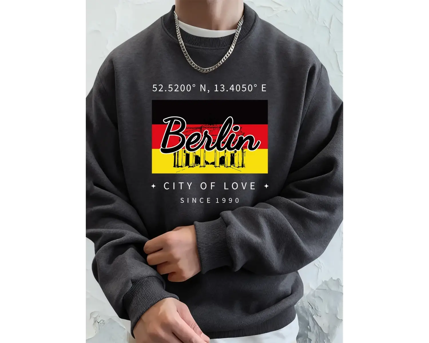 Berlin şehir aşk baskı erkek tişörtü kış polar sıcak kapşonlu kore gevşek bisiklet yaka spor