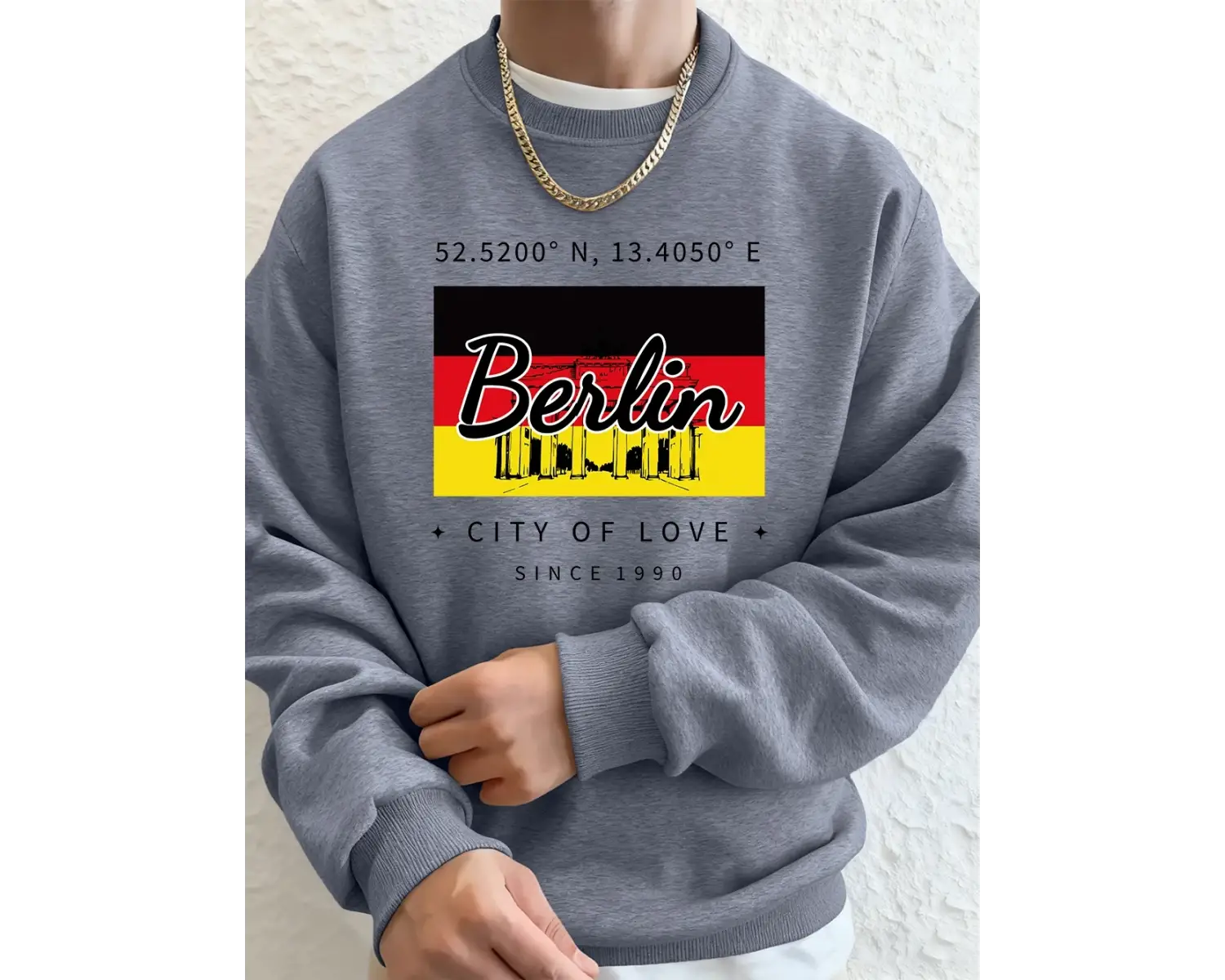 Berlin şehir aşk baskı erkek tişörtü kış polar sıcak kapşonlu kore gevşek bisiklet yaka spor