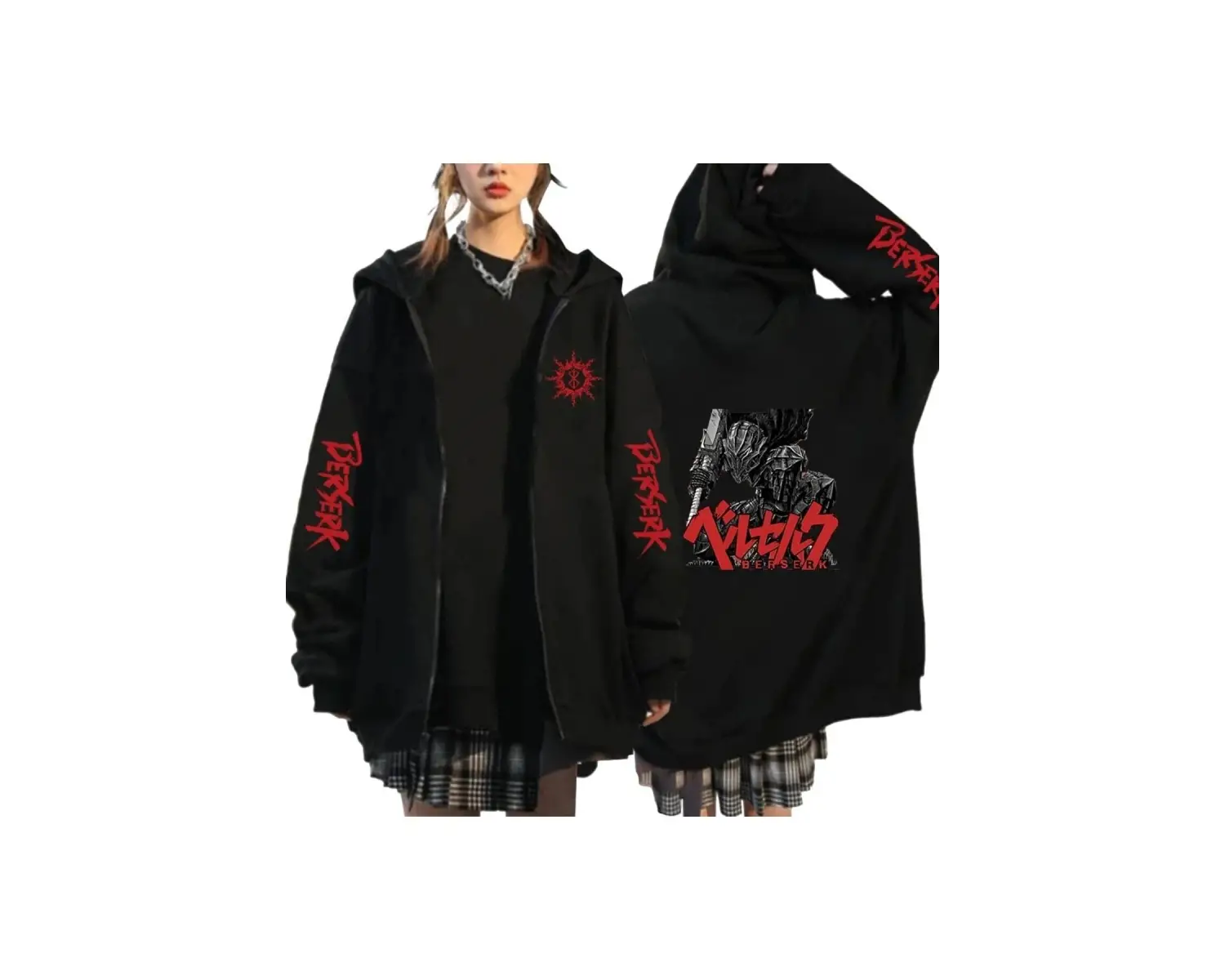 Berserk Anime Fermuarlı Hoodie Model 109 12292