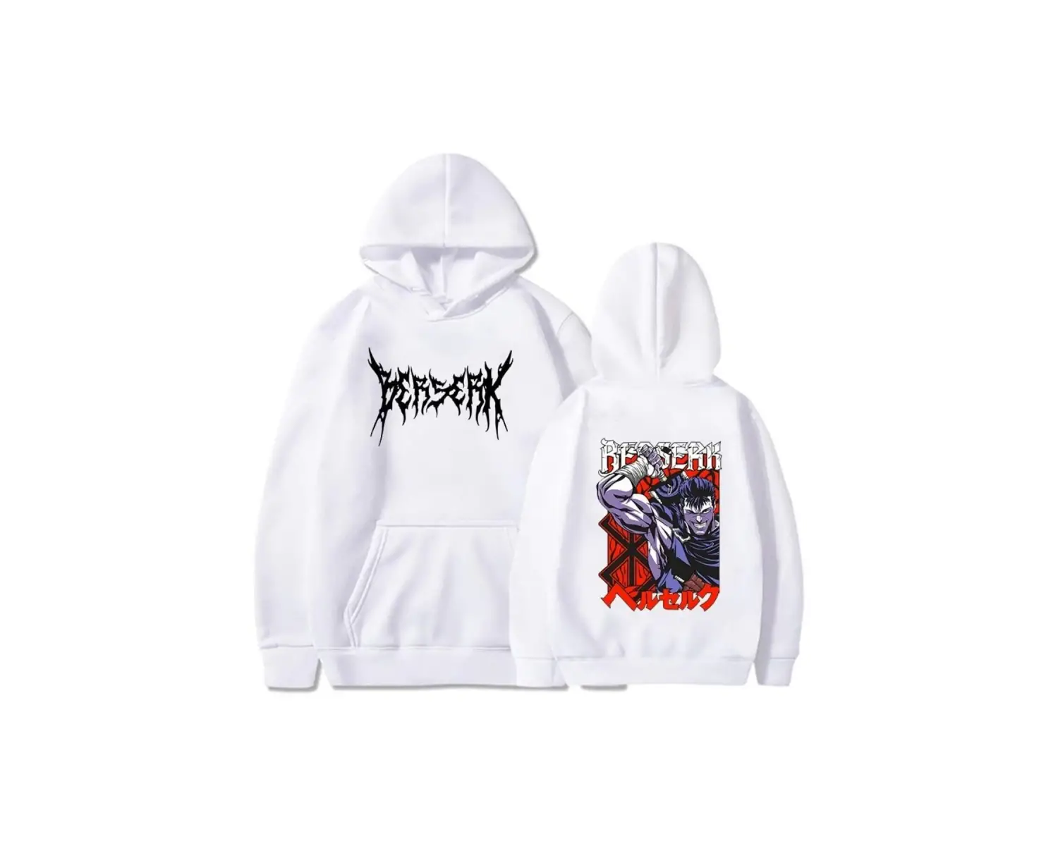 Berserk Manga Kapüşonlu Hoodie Mod454 14586 Beyaz