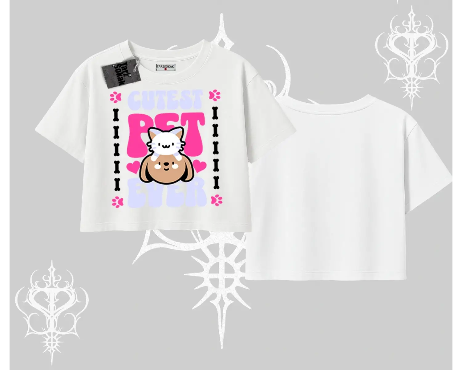 Best Pet Ever Baskılı Oversize Crop Tshirt