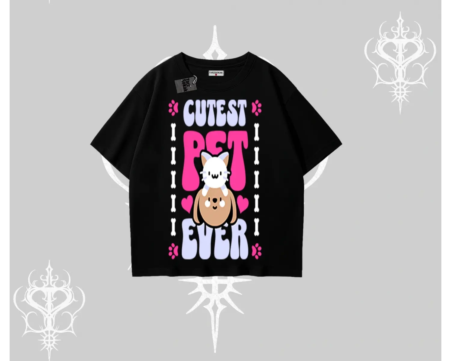 Best Pet Ever Baskılı Oversize Tshirt