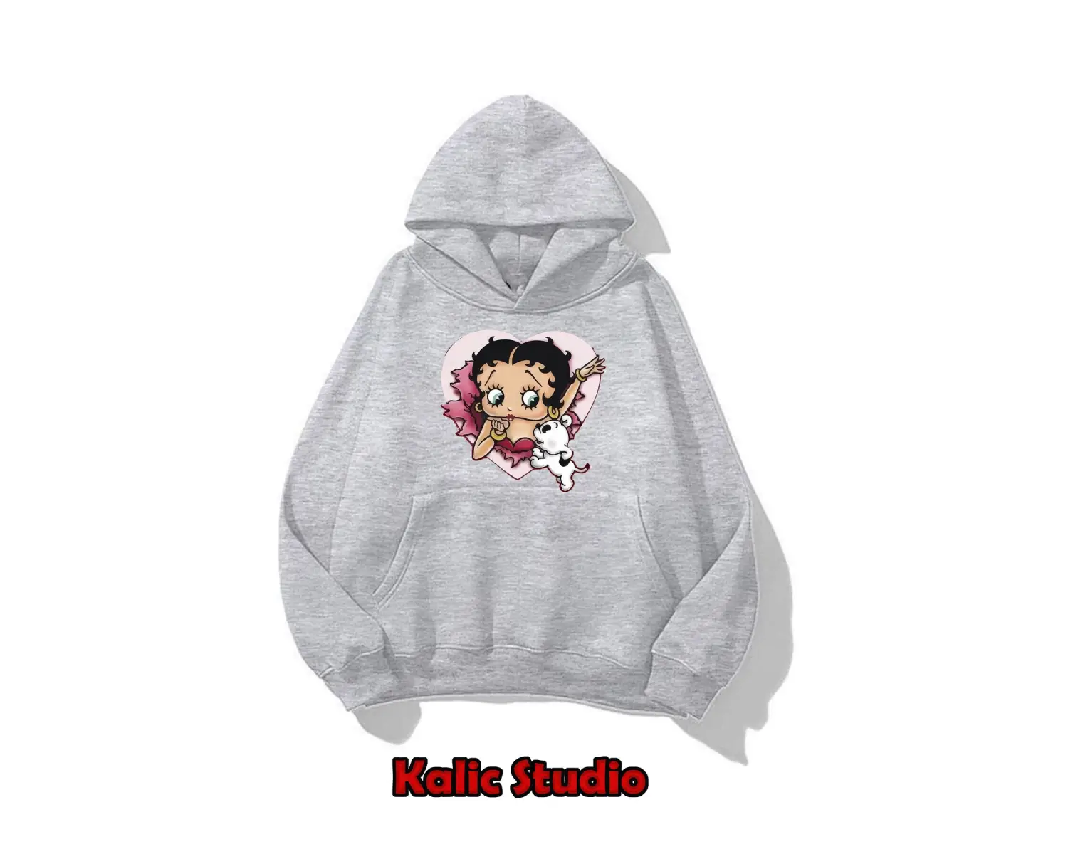 betty boop Baskılı oversize sweatshirt gri