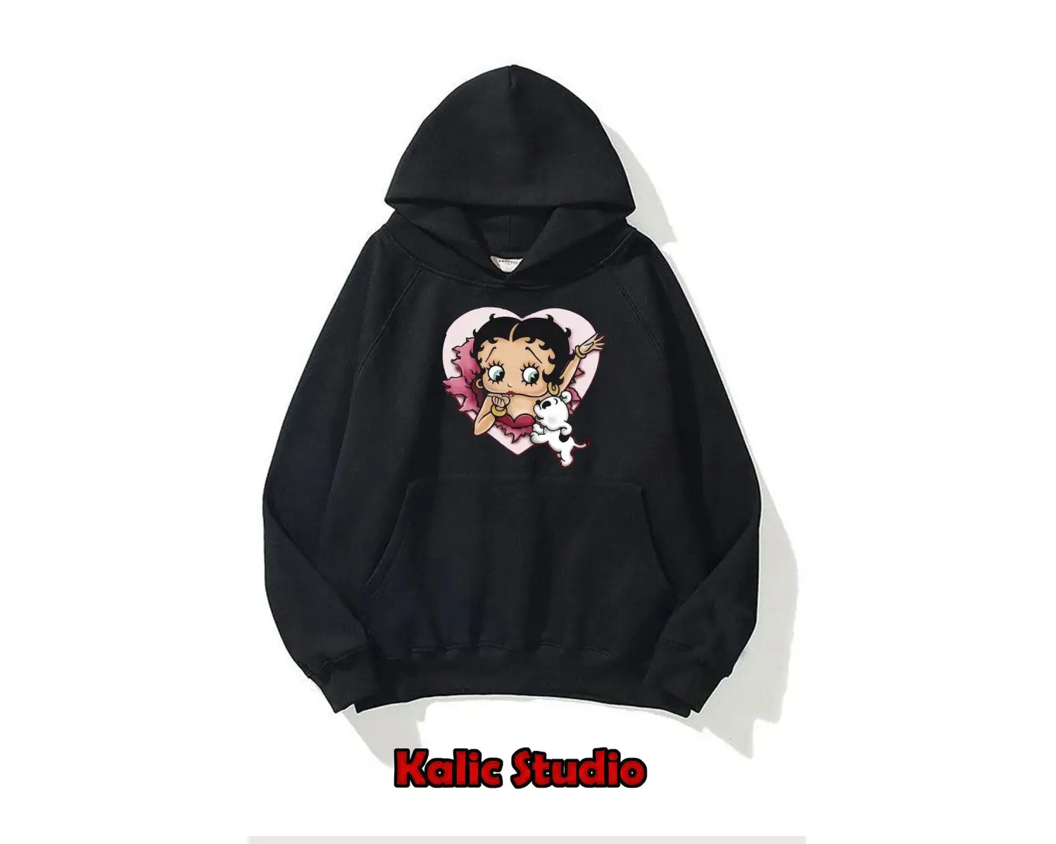 betty boop Baskılı oversize sweatshirt gri