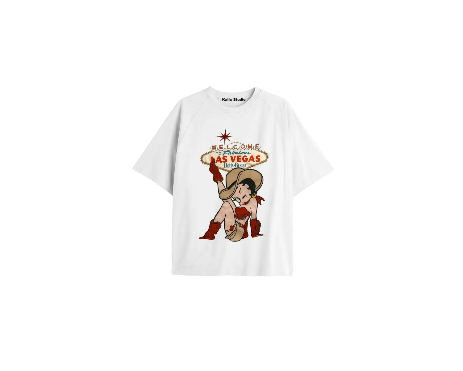 Betty boop las vegas oversize t-shirt beyaz